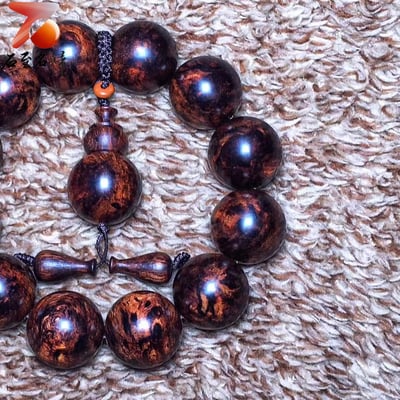 臻藏 降香味濃郁 海南黃花梨老料芝麻花+瘤疤20mm手珠3