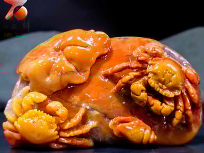 老撾石手工精雕 張國民老師作品【安居樂業，八方來財】5