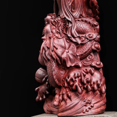 印度小葉紫檀清刀手作【御龍觀音】7