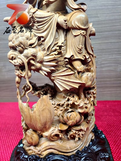 印度老山檀香【鰲魚觀音】手稿清刀造像8