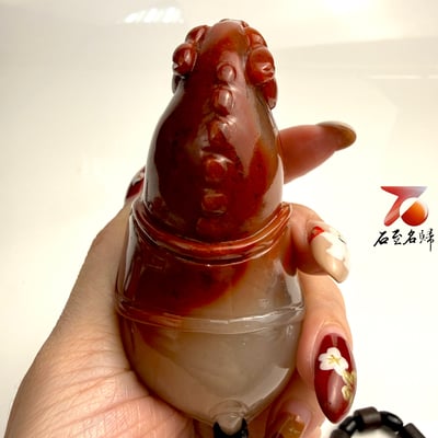 天然 老撾結晶透光朱砂石【臥駿藏勢】馬年開運石雕/手把件3