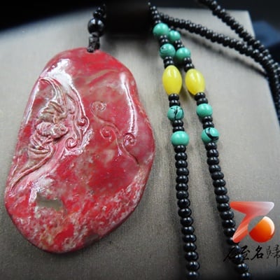 軟底雞血石掛件、手把件【蝠至】 福至3