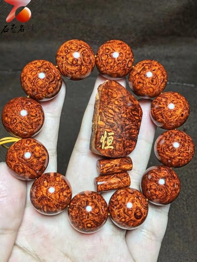 印度小葉紫檀20mm×12顆黃金底老料 【恒】9