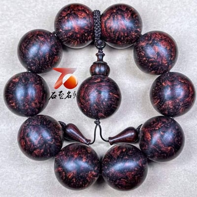天然 海南黃花梨紫油梨老料臻藏品【爆滿芝麻花瘤疤王25mm手珠】1