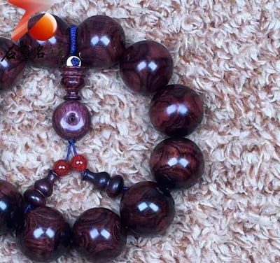 臻品 海南黃花梨絕品紫油梨沉水老料20mm手珠 重量56.3公克3