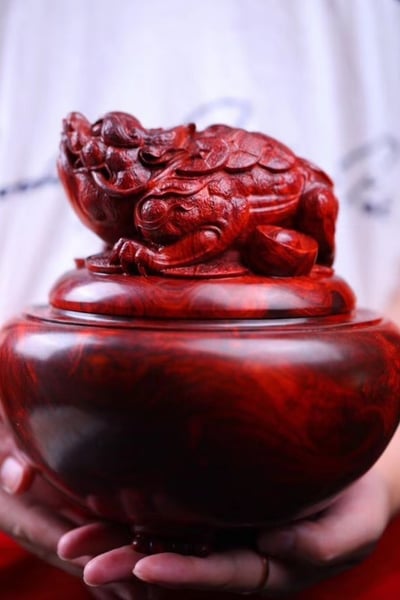 印度小葉紫檀老料製【金蟾大茶葉罐/儲物罐】6