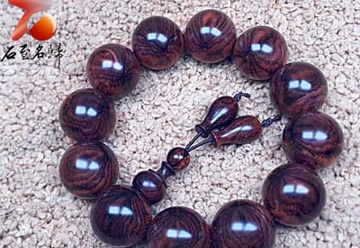 海南黃花梨 極品蜘蛛紋 千年野生林老油梨20mm手珠 重量47.9公克2