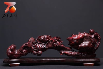 印度小葉紫檀整木鏤空製作【如意-花開富貴】6