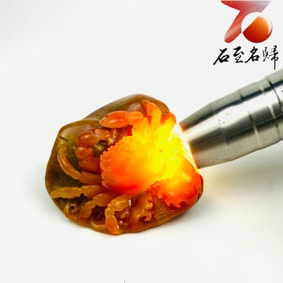 老撾石手工精雕 張國民老師作品【橘紅瑞蟹・滿堂生財】6