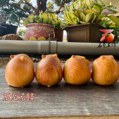 天然崖柏木整料雕刻【倉鼠四兄弟，四鼠四種福】單隻高6公分2
