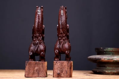 印度小葉紫檀【飛天麒麟】一對4