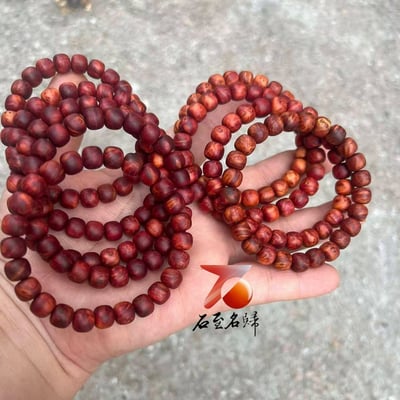 精選血柏老型珠7mm×8mm 老料滿瘤疤帶閃電紋心材4