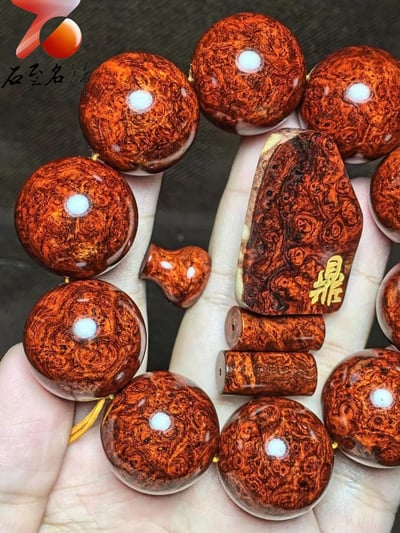 印度小葉紫檀老料炫彩爆滿 點狀葡萄纓子瘤疤【鼎】5