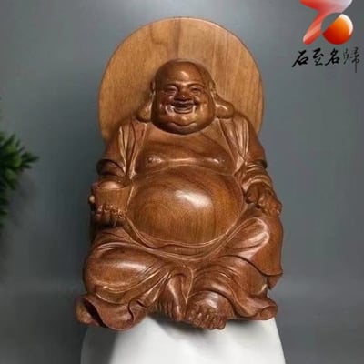 天然野生 印度邁索爾老山檀香 頂級黑肉沉水去心二膘料【彌勒佛】6