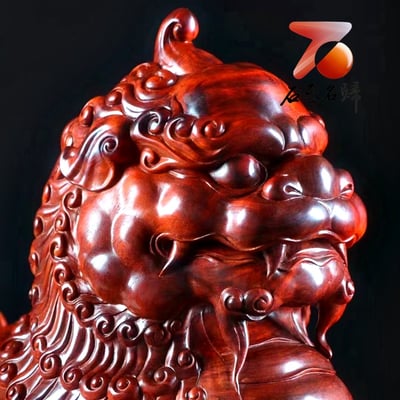 印度小葉紫檀高油密雞血紅泥料【瑞獸狻猊】3