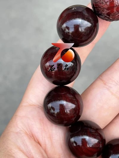 天然 印度小葉紫檀玻璃底老料 高油高密20mm手珠【福在眼前】4