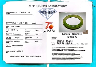 收藏級珍品 頂級和田玉翠青手鐲 白玉映翠・ 百年難遇｜附【亞瑟寶石鑑定所】正式鑑定證書10
