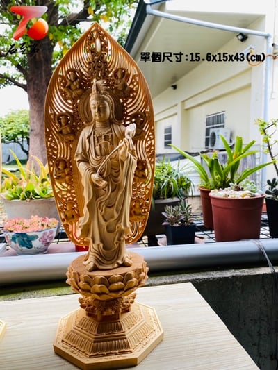 小葉黃楊木精雕作品【西方三聖】任選單入3800 套組優惠價100004