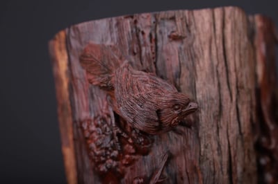 印度小葉紫檀【喜上梅梢-筆筒】7