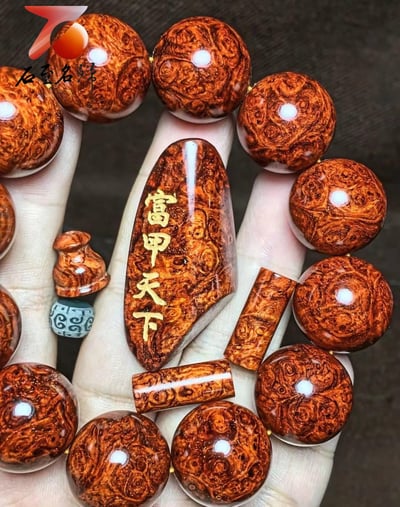 超漂亮印度小葉紫檀20mm泥料爆滿瘤疤【富甲天下】4