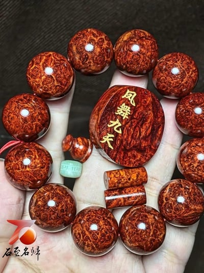 印度小葉紫檀老料 炫彩爆滿點狀葡萄纓子瘤疤20mm手珠【鳳舞九天】2