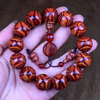 傳世-海南黃花梨 野生料鬼臉17.5mm手珠3