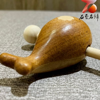 鯨魚木木魚 櫸木＋松木天然鑲嵌 靜心解壓神器 佛系可愛桌面擺件5