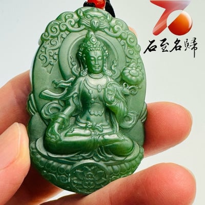天然和田碧玉度母掛墜｜一抹碧色，靜守安然3