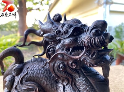 印度小葉紫檀雞血紅泥料【鎮宅招財降瑞-麒麟】5