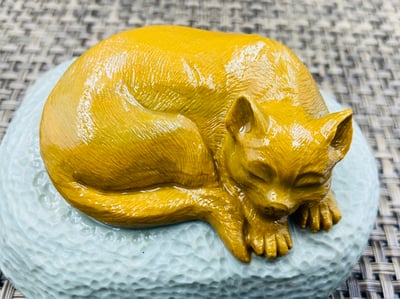 天然巧雕 壽山山秀園石系列【優雅小貓】2