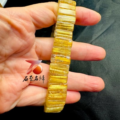 一物一拍｜天然巴西順絲鈦晶水晶手排 寬14.1mm 手圍17公分5