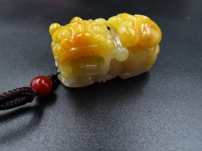 純天然黃翡翠 A貨可鑑定【招財貔貅項鍊/掛件】4