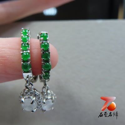 翡翠A貨+925銀項鍊【圓款垂墜耳環】 附玉石鑑定書4
