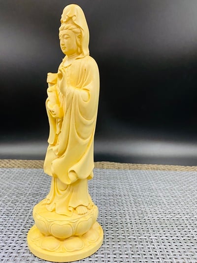 黃楊木精雕作品【如意觀音】2