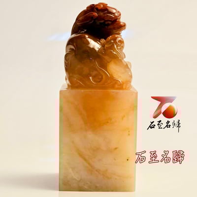 壽山石芙蓉體高透光 方印【母子貔貅】6