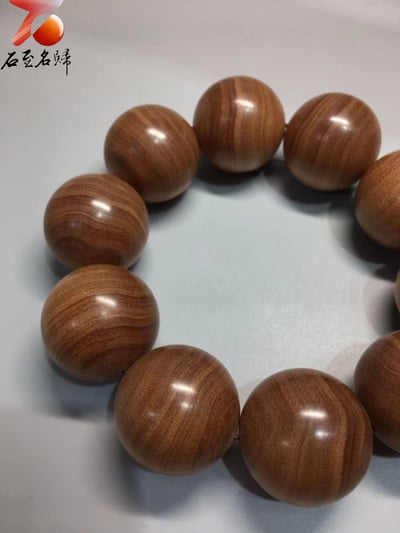 限量3條 印度老山檀香邁索爾正區虎皮紋黑油料 九分沉25mm手珠5