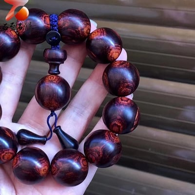 臻藏 海南黃花梨紫油梨老料20mm手珠 重量49.6克5
