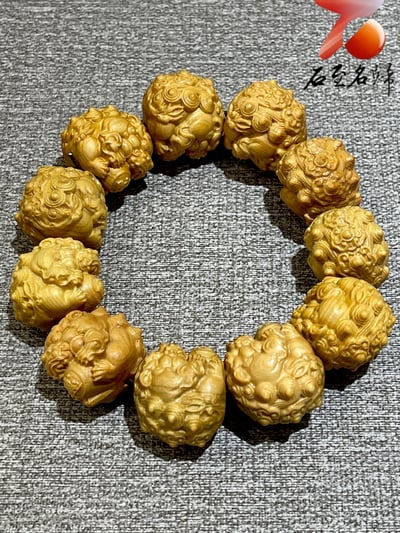 崖柏木瑞獸25mm手珠【招財進寶】2