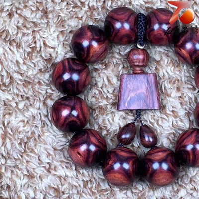 海南黃花梨 野生紫油梨 X紋對眼鬼臉20mm手珠 重量51公克2