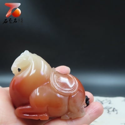 撾結晶朱砂石【唐馬手把件】2