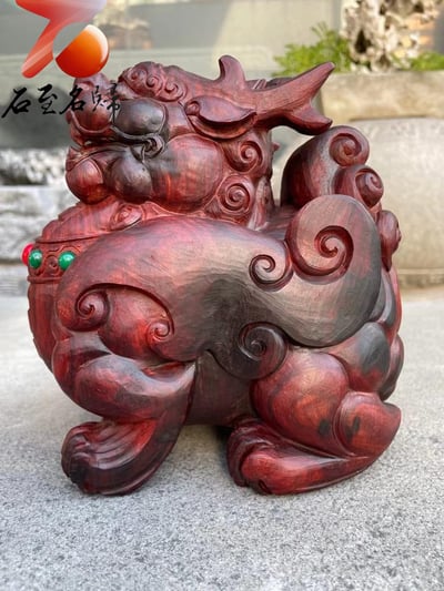 印度小葉紫檀高油密老料純手工製【如意招財貔貅】5