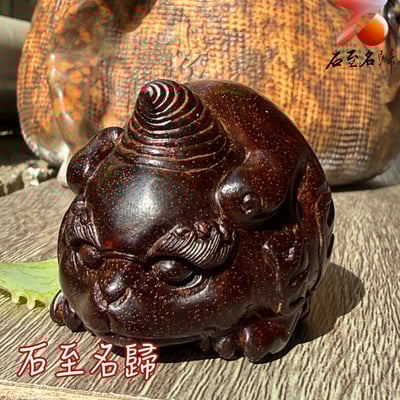 天然 印度小葉紫檀高油密滿金星樹心料 湘工手作【瑞角鎮福】6