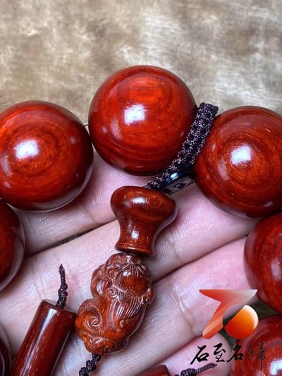 精選印度小葉紫檀雞血紅泥料25mm×10顆6