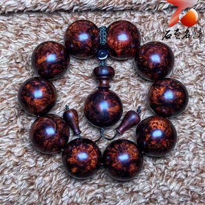 臻藏 海南黃花梨老料 芝麻花精品25mm手珠 重量87.4克7