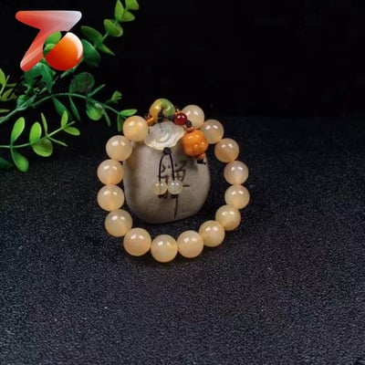 正宗純天然羊角 西藏羊角12mmx15顆 20mmx12顆圓珠手串冰種全透黃料帶血 附保養橄欖油與收藏禮盒10