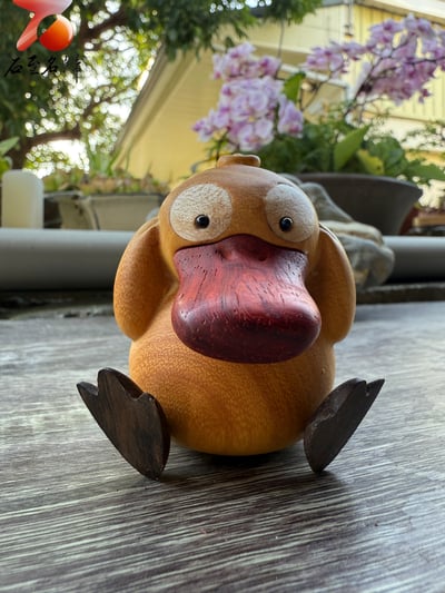 黃楊木+紅花梨木+楓木+烏檀木拼接【可達鴨】神奇寶貝娃娃 寶可夢公仔 Pokemon7