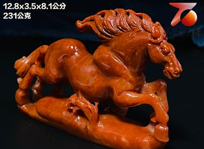 精美壽山石 老師傅手工雕刻【駿馬奔騰】3