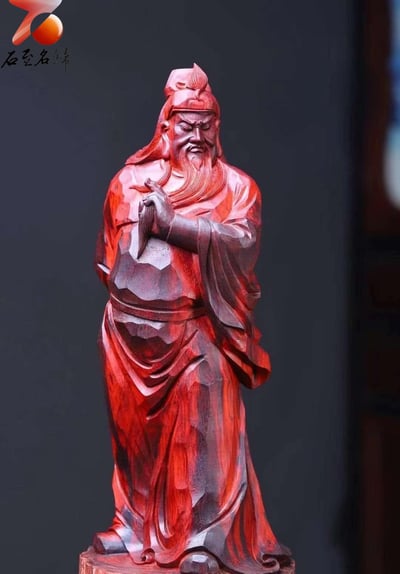 印度小葉紫檀高油密拆房老料快刀作品【關公】3