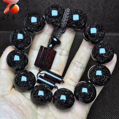 印度小葉紫檀老料 泥料黑珍珠20mm手珠【佛-悟道】7