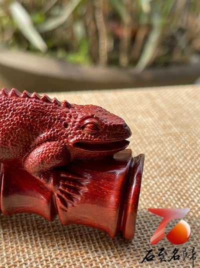 印度小葉紫檀高油密二膘料 湘工雕刻【蜥蜴／吸億】5